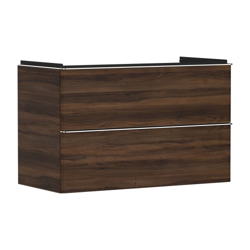 Dulap baza suspendat Hansgrohe Xelu Q cu 2 sertare  98cm  nuc inchis  manere crom