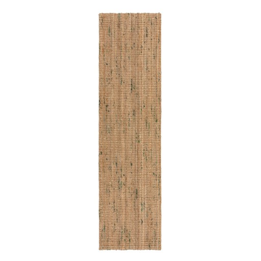Covor tip traversă verde/în culoare naturală reversibil/țesut manual din iută 60x230 cm Jute Boucle Green – Flair Rugs