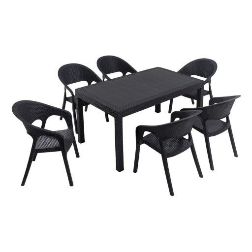 Set de dining pentru grădină gri antracit pentru 6 persoane Garden – Floriane Garden