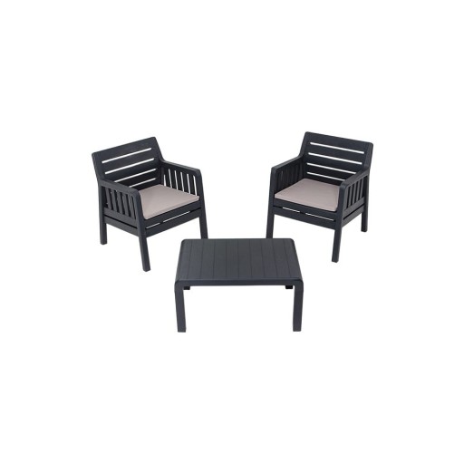 Set mobilier de grădină gri antracit pentru două persoane Lara – Floriane Garden