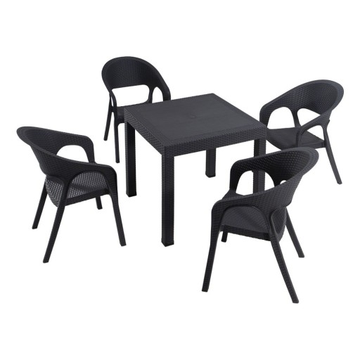 Set de dining pentru grădină gri antracit pentru 4 persoane Garden – Floriane Garden