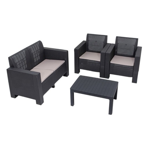 Set mobilier de grădină gri antracit pentru 4 persoane Aksu – Floriane Garden