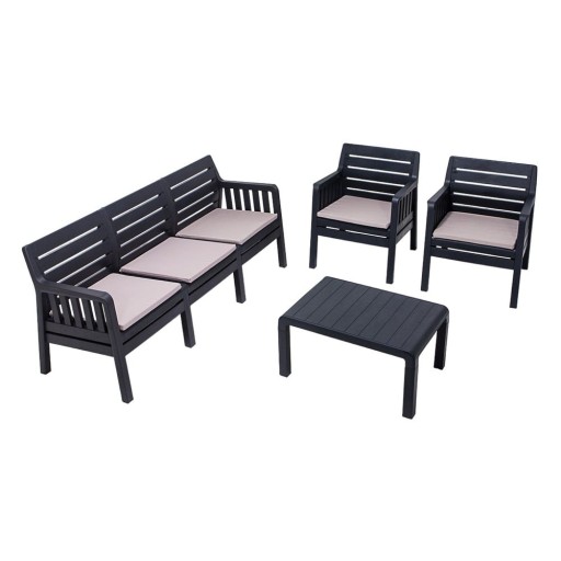 Set mobilier de grădină gri antracit pentru 5 persoane Lara – Floriane Garden