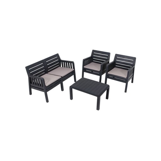Set mobilier de grădină gri antracit pentru 4 persoane Lara – Floriane Garden