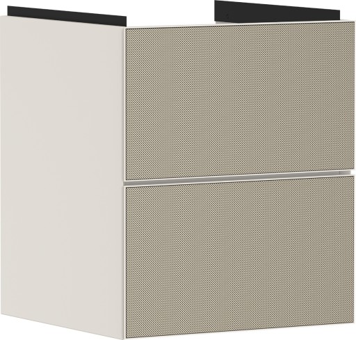 Dulap baza suspendat Hansgrohe Xevolos E cu 2 sertare  48cm  corp bej mat  front ceramic bronz texturat