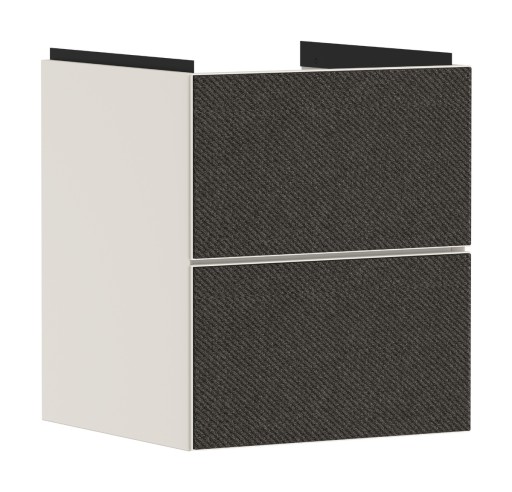 Dulap baza suspendat Hansgrohe Xevolos E cu 2 sertare  48cm  corp bej mat  front textil gri inchis