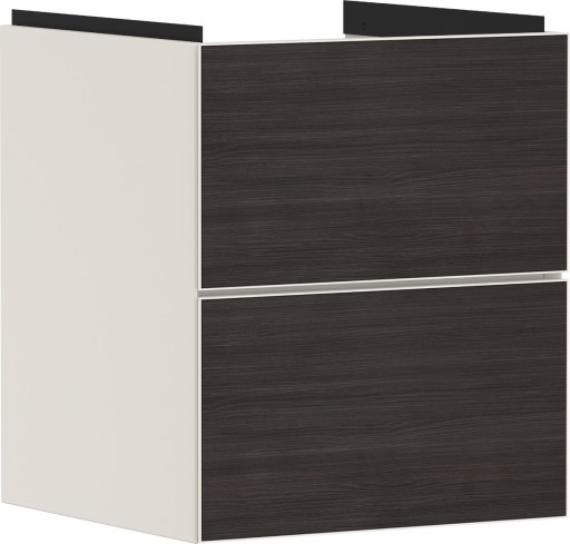 Dulap baza suspendat Hansgrohe Xevolos E cu 2 sertare  48cm  corp bej mat  front stejar inchis