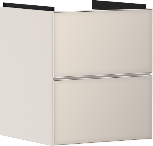 Dulap baza suspendat Hansgrohe Xevolos E cu 2 sertare  48cm  corp bej mat  front bej metalic
