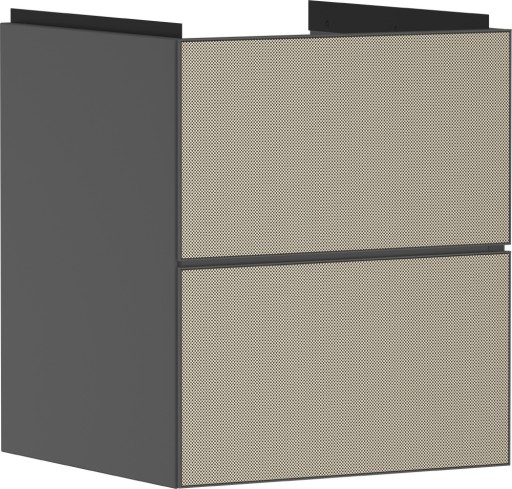 Dulap baza suspendat Hansgrohe Xevolos E cu 2 sertare  48cm  corp gri mat  front ceramic bronz texturat