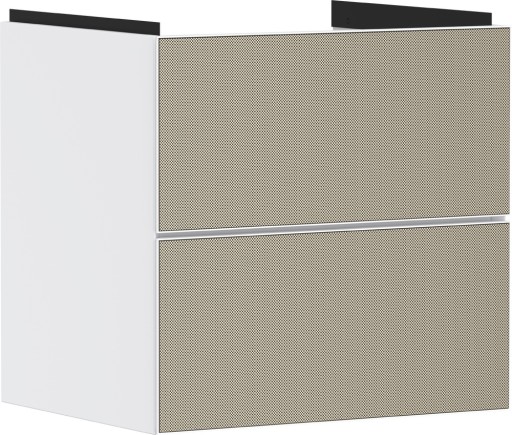 Dulap baza suspendat Hansgrohe Xevolos E cu 2 sertare  58cm  corp alb mat  front ceramic bronz texturat