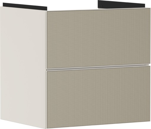 Dulap baza suspendat Hansgrohe Xevolos E cu 2 sertare  58cm  corp bej mat  front ceramic bronz texturat