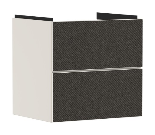 Dulap baza suspendat Hansgrohe Xevolos E cu 2 sertare  58cm  corp bej mat  front textil gri inchis