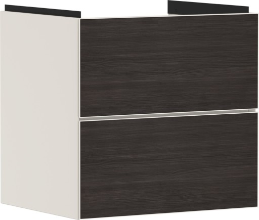 Dulap baza suspendat Hansgrohe Xevolos E cu 2 sertare  58cm  corp bej mat  front stejar inchis