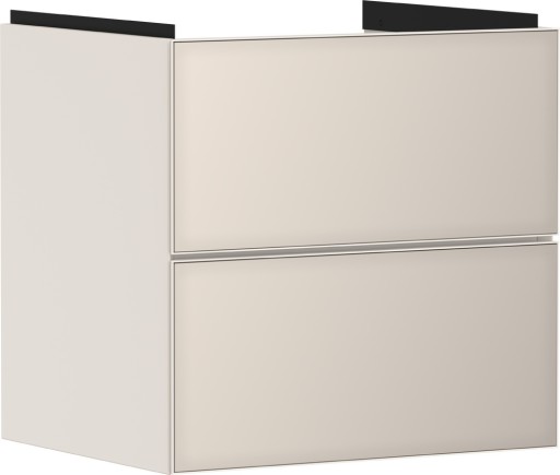 Dulap baza suspendat Hansgrohe Xevolos E cu 2 sertare  58cm  corp bej mat  front bej metalic