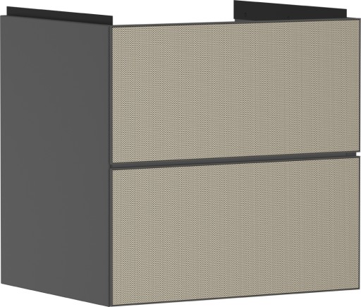 Dulap baza suspendat Hansgrohe Xevolos E cu 2 sertare  58cm  corp gri mat  front ceramic bronz texturat