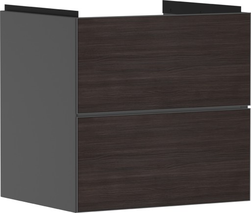Dulap baza suspendat Hansgrohe Xevolos E cu 2 sertare  58cm  corp gri mat  front stejar inchis