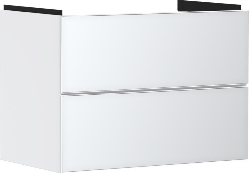 Dulap baza suspendat Hansgrohe Xevolos E cu 2 sertare  78cm  corp alb mat  front alb metalic