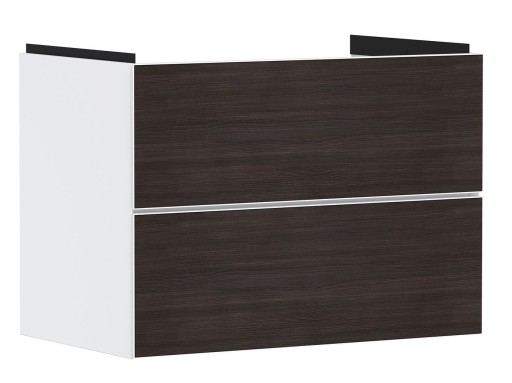 Dulap baza suspendat Hansgrohe Xevolos E cu 2 sertare  78cm  corp alb mat  front stejar inchis