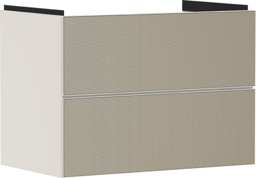 Dulap baza suspendat Hansgrohe Xevolos E cu 2 sertare  78cm  corp bej mat  front ceramic bronz texturat