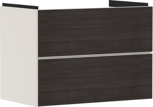 Dulap baza suspendat Hansgrohe Xevolos E cu 2 sertare  78cm  corp bej mat  front stejar inchis