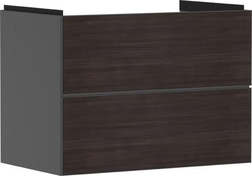 Dulap baza suspendat Hansgrohe Xevolos E cu 2 sertare  78cm  corp gri mat  front stejar inchis