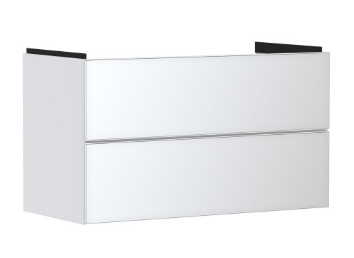 Dulap baza suspendat Hansgrohe Xevolos E cu 2 sertare  98cm  corp alb mat  front alb metalic
