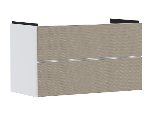 Dulap baza suspendat Hansgrohe Xevolos E cu 2 sertare  98cm  corp alb mat  front ceramic bronz texturat