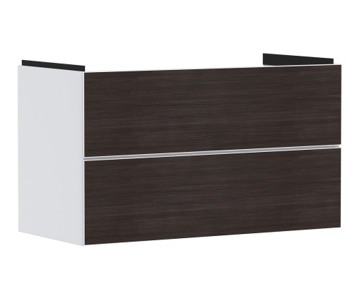 Dulap baza suspendat Hansgrohe Xevolos E cu 2 sertare  98cm  corp alb mat  front stejar inchis