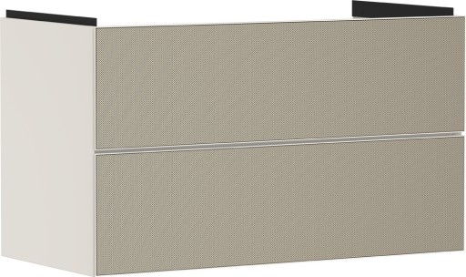 Dulap baza suspendat Hansgrohe Xevolos E cu 2 sertare  98cm  corp bej mat  front ceramic bronz texturat