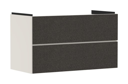 Dulap baza suspendat Hansgrohe Xevolos E cu 2 sertare  98cm  corp bej mat  front textil gri inchis
