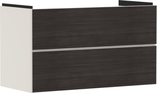 Dulap baza suspendat Hansgrohe Xevolos E cu 2 sertare  98cm  corp bej mat  front stejar inchis