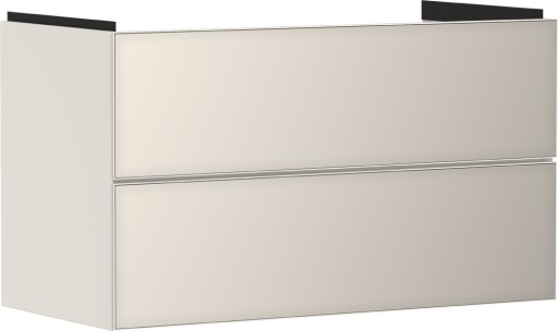 Dulap baza suspendat Hansgrohe Xevolos E cu 2 sertare  98cm  corp bej mat  front bej metalic