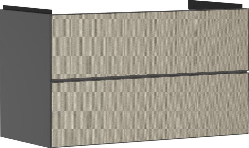 Dulap baza suspendat Hansgrohe Xevolos E cu 2 sertare  98cm  corp gri mat  front ceramic bronz texturat
