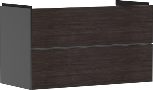 Dulap baza suspendat Hansgrohe Xevolos E cu 2 sertare  98cm  corp gri mat  front stejar inchis