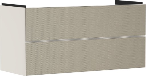 Dulap baza suspendat Hansgrohe Xevolos E cu 2 sertare  118cm  corp bej mat  front ceramic bronz texturat