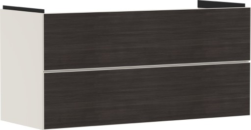Dulap baza suspendat Hansgrohe Xevolos E cu 2 sertare  118cm  corp bej mat  front stejar inchis