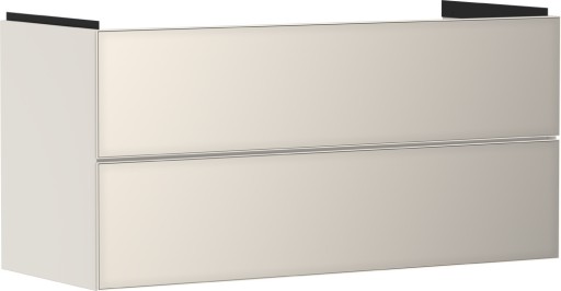 Dulap baza suspendat Hansgrohe Xevolos E cu 2 sertare  118cm  corp bej mat  front bej metalic