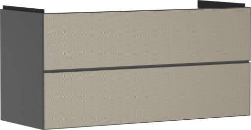 Dulap baza suspendat Hansgrohe Xevolos E cu 2 sertare  118cm  corp gri mat  front ceramic bronz texturat