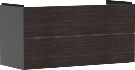 Dulap baza suspendat Hansgrohe Xevolos E cu 2 sertare  118cm  corp gri mat  front stejar inchis