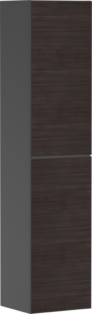 Dulap inalt suspendat Hansgrohe Xevolos E cu usi orientare stanga  40x36x176cm  corp gri mat  front stejar inchis