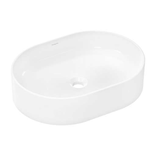 Lavoar oval tip bol Hansgrohe Xuniva U 55x40cm  fara orificiu baterie  fara preaplin  alb
