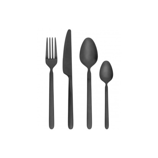 Tacâmuri negre din oțel inoxidabil 16 buc. Stella – Blomus