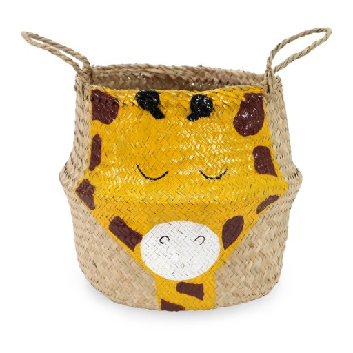Coș de jucării pentru copii galben/în culoare naturală din iarbă-de-mare ø 30x28 cm Giraffe – Compactor
