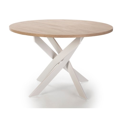 Masă de dining rotundă cu blat cu aspect de lemn de stejar ø 120 cm Ther – Marckeric