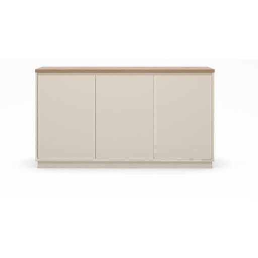 Comodă bej cu aspect de lemn de stejar 152x84x40 cm Loreta – Marckeric
