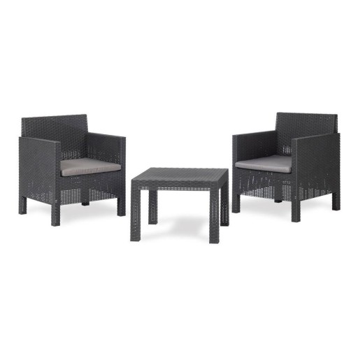Set mobilier de grădină gri închis din plastic pentru două persoane Penelope – Toomax