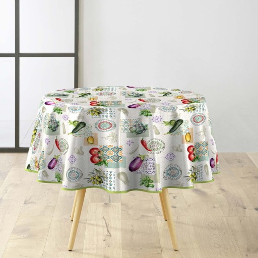 Față de masă lavabilă din PVC ø 160 cm Vegetalia – douceur d'intérieur