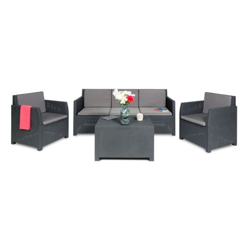 Set mobilier de grădină gri închis din plastic pentru 5 persoane Diana – Toomax