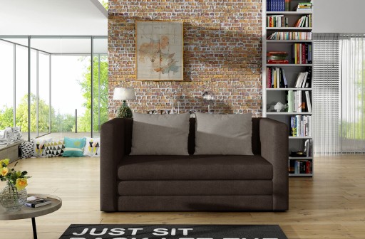 Canapea extensibila 2 locuri, ELTAP, Neva, 132x70x62 cm, lemn/poliester, maro inchis
