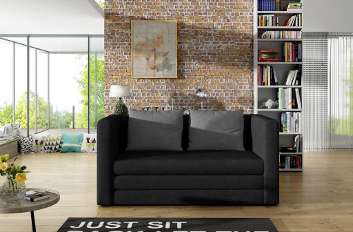 Canapea extensibila 2 locuri, ELTAP, Neva, 132x70x62 cm, lemn/poliester, negru/gri